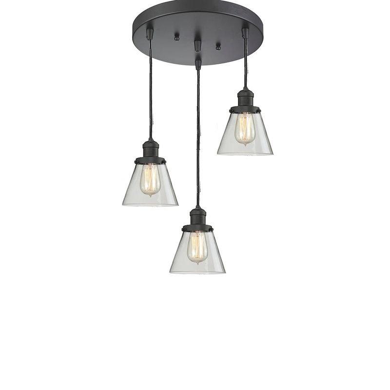 Innovations Lighting Small Cone 3 Light Multi-Pendant Part Of The Franklin Restoration Collection 211/3-OB-G62