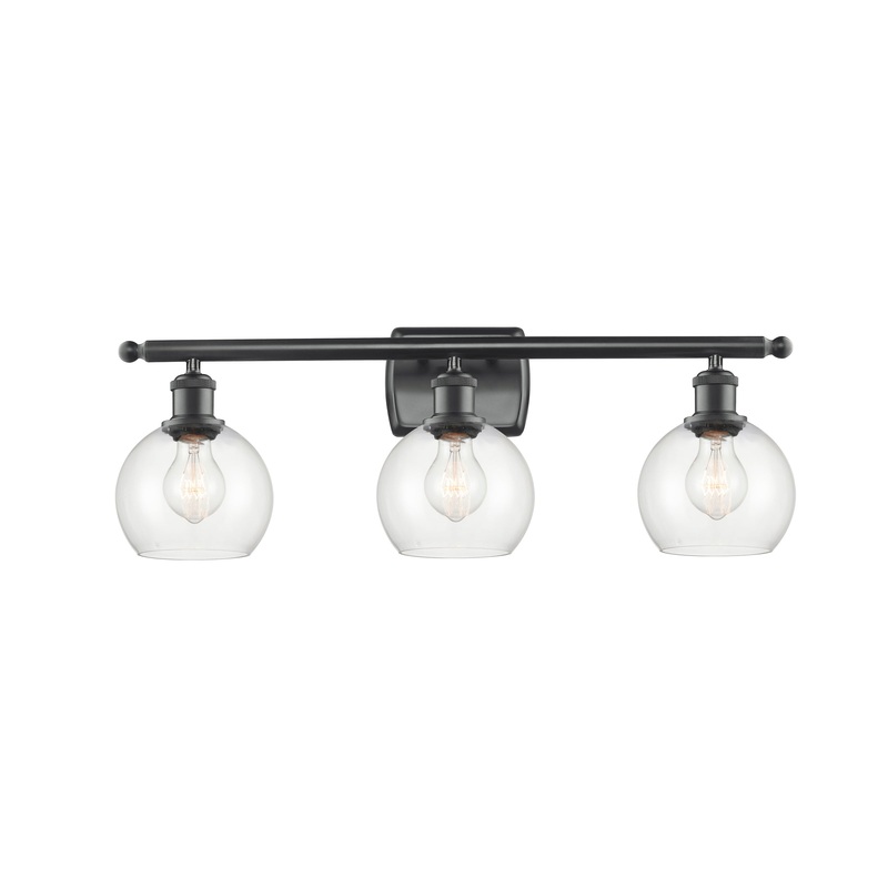 Innovations Lighting Athens 3 Light 26″ Bath Vanity Light 516-3W-BK-G122-6-LED
