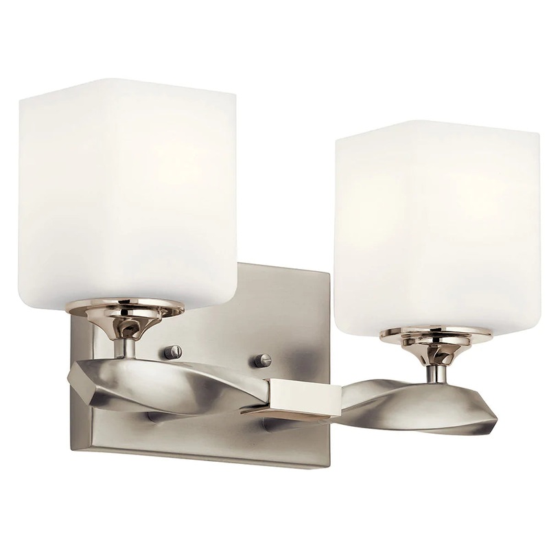 Kichler Marette 13.5 ” 2 Light Vanity Light with Satin Etched Cased Opal Glass Brushed Nickel 55001NI
