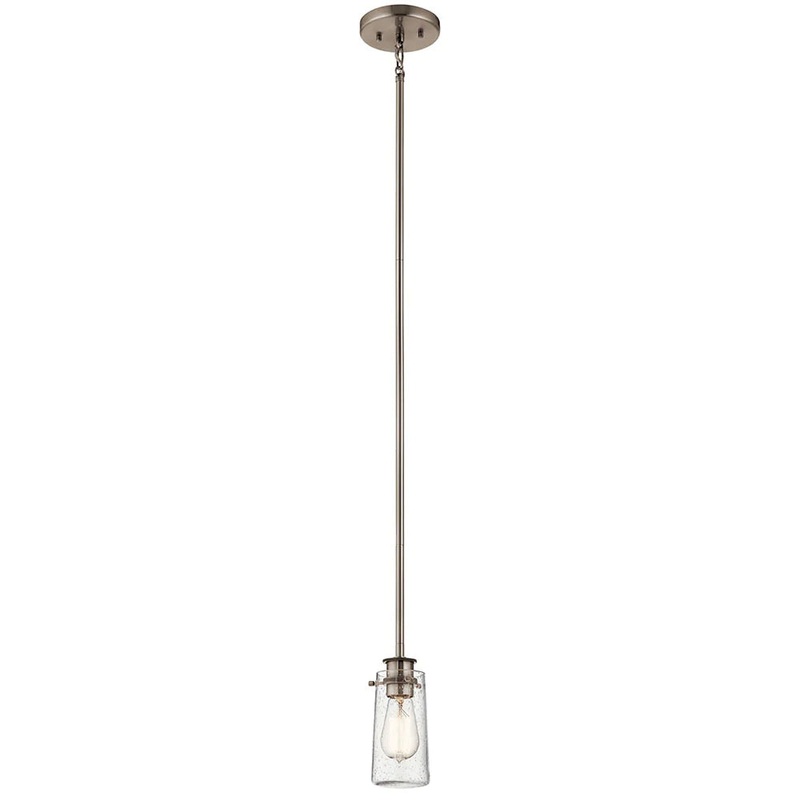 Kichler Braelyn 8.5″ 1 Light Mini Pendant with Clear Seeded Glass Classic Pewter 43060CLP
