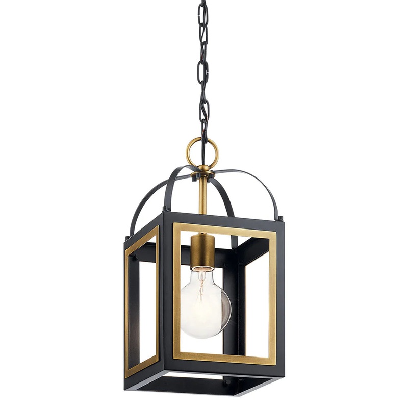 Kichler Vath 8″ 1 Light Pendant Black and Natural Brass 52030BKNBR
