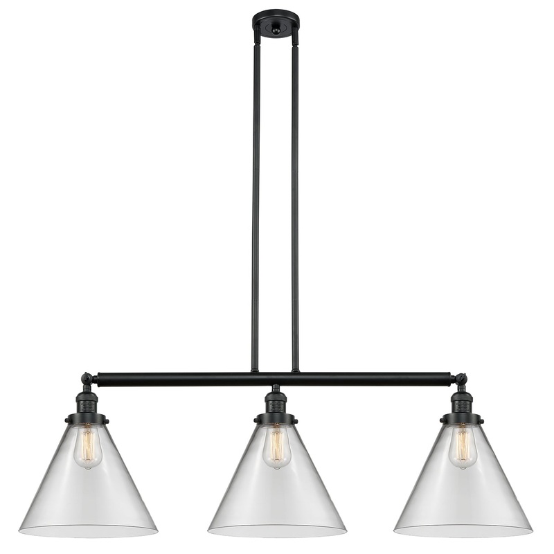 Innovations Lighting X-Large Cone 3 Light Island Light Part Of The Franklin Restoration Collection 213-BK-G42-L