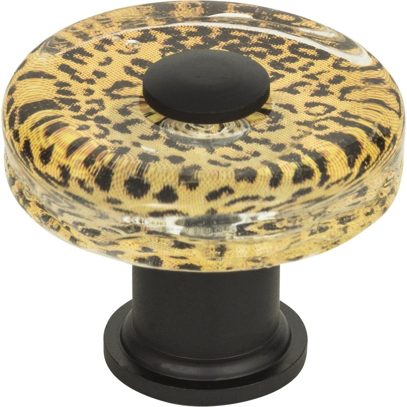 Cheetah Glass Round Knob