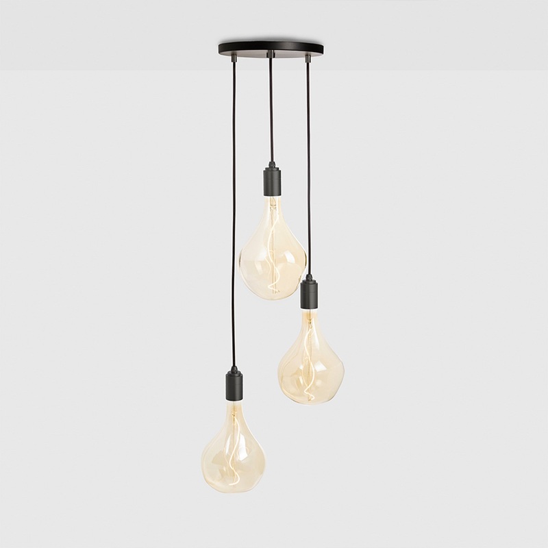 Triple Pendant in Graphite + Voronoi II – Black Canopy