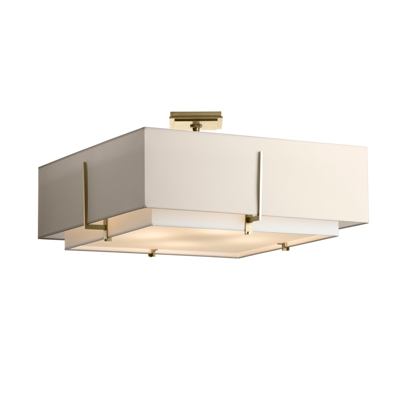 Exos Square Double Shade Semi Flush Ceiling Light