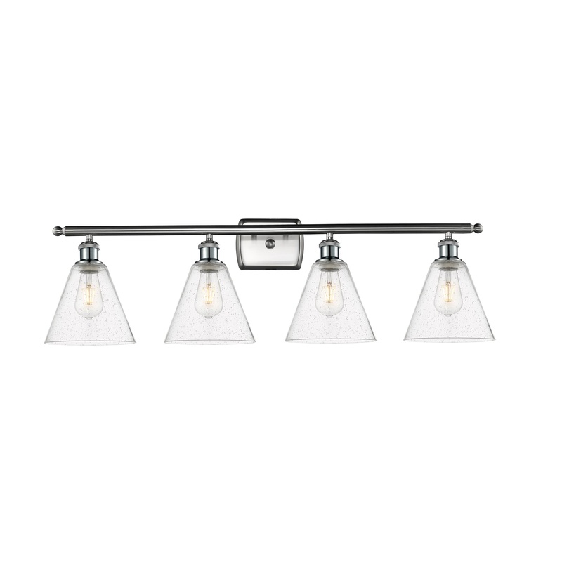Innovations Lighting Ballston Cone 4 Light 38″ Bath Vanity Light 516-4W-SN-GBC-84-LED