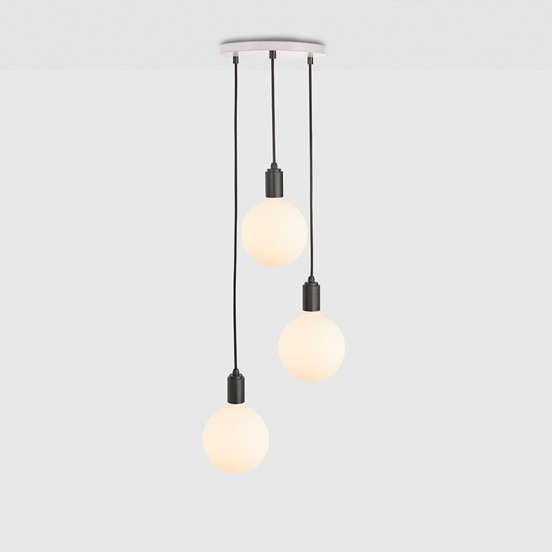 Triple Pendant in Graphite + Sphere IV – White Canopy