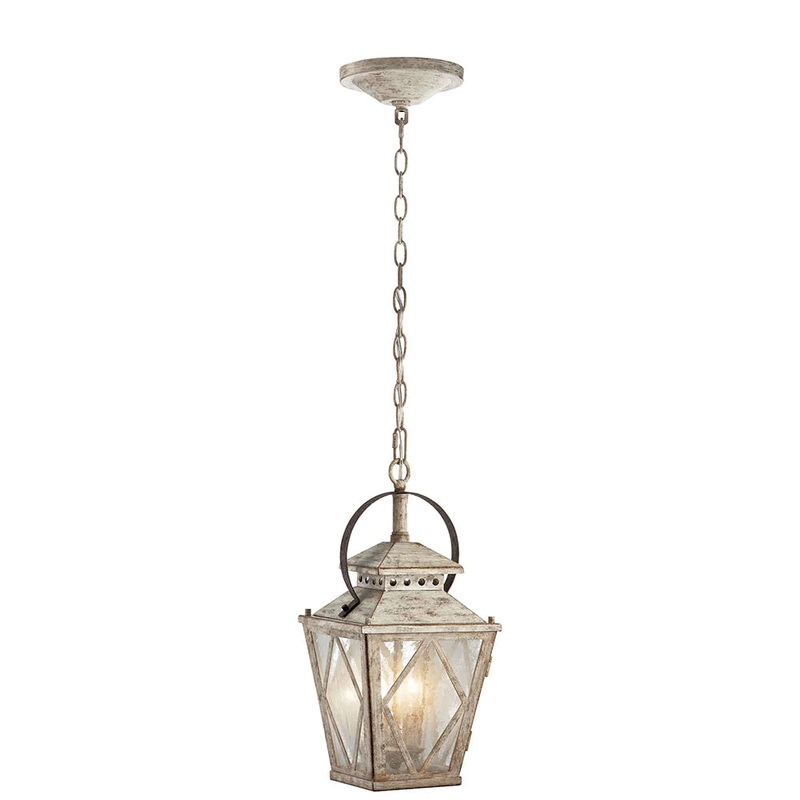 Kichler Hayman Bay 18″ 2 Light Pendant Clear Seeded Glass Distressed Antique White 43258DAW