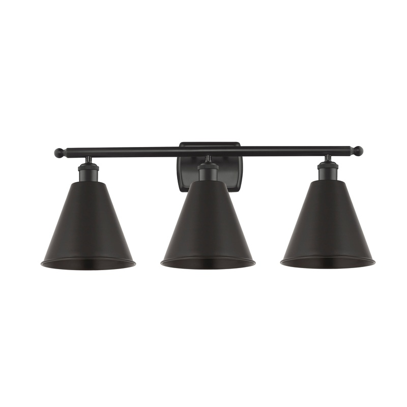 Innovations Lighting Ballston Cone 3 Light” Bath Vanity Light 516-3W-BK-MBC-8-BK