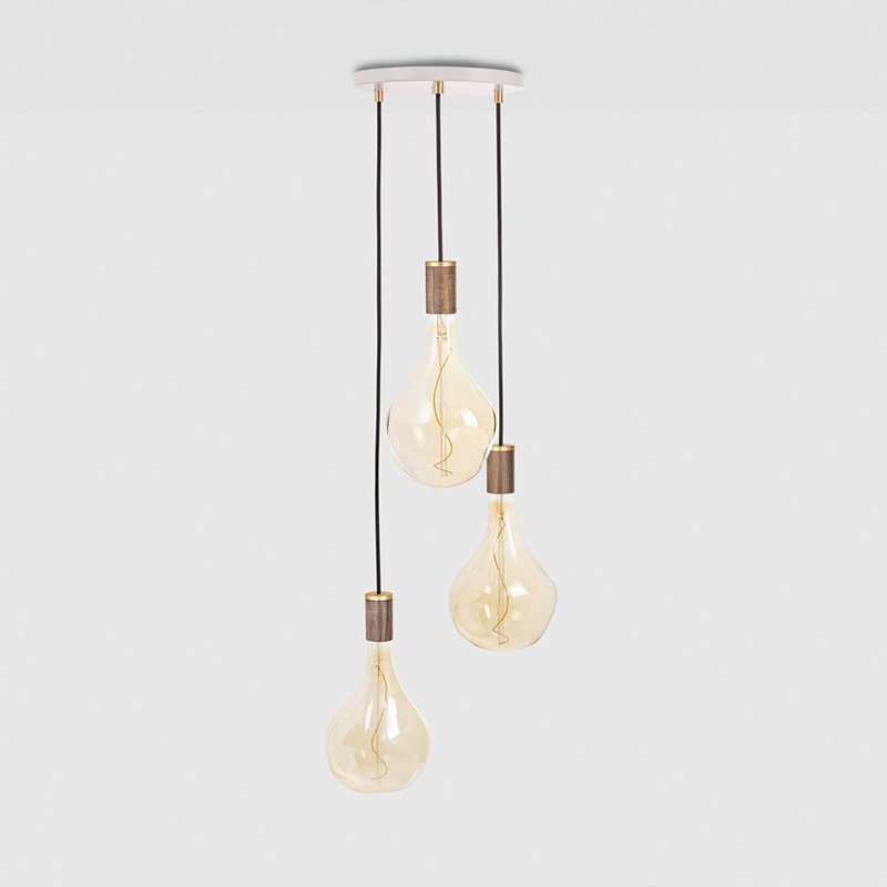 Triple Pendant in Walnut + Voronoi II – White Canopy