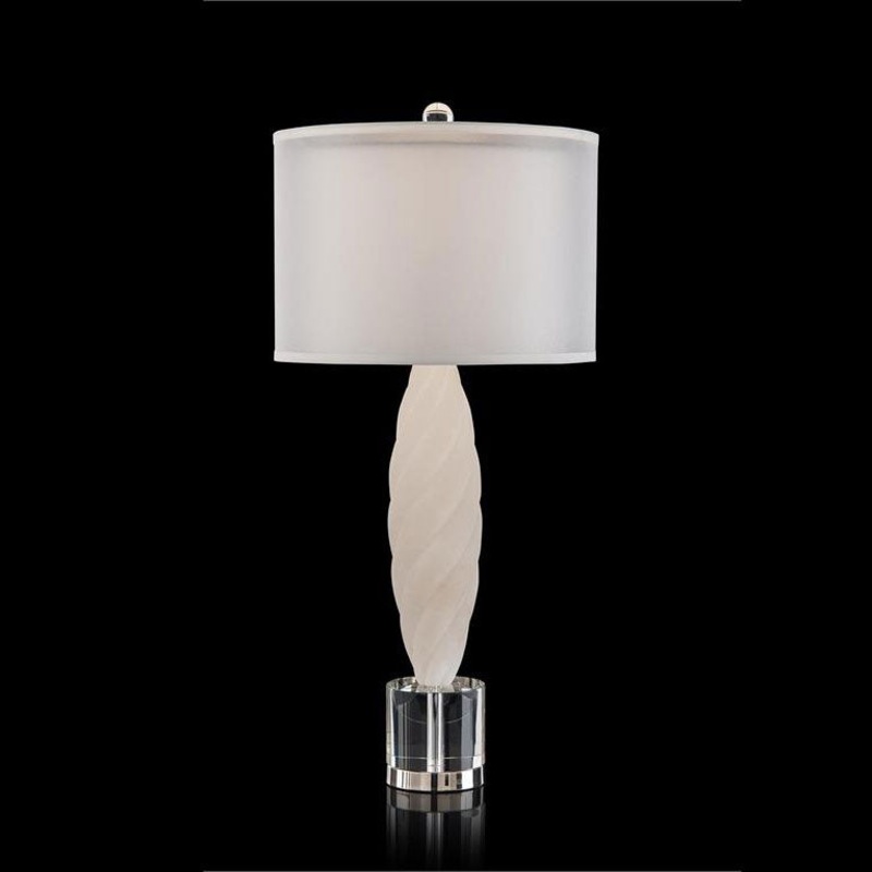 Alabaster Table Lamp with Crystal Base