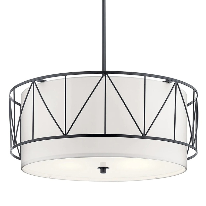 Kichler Birkleigh 11.5″ 4 Light Pendant with Satin Etched Glass Black 52072BK