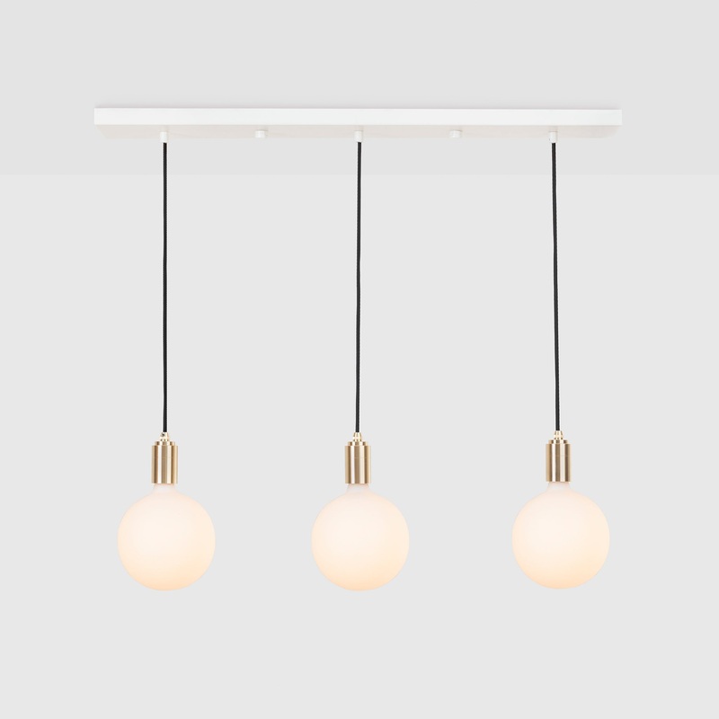 Linear Triple Pendant in Brass + Sphere IV