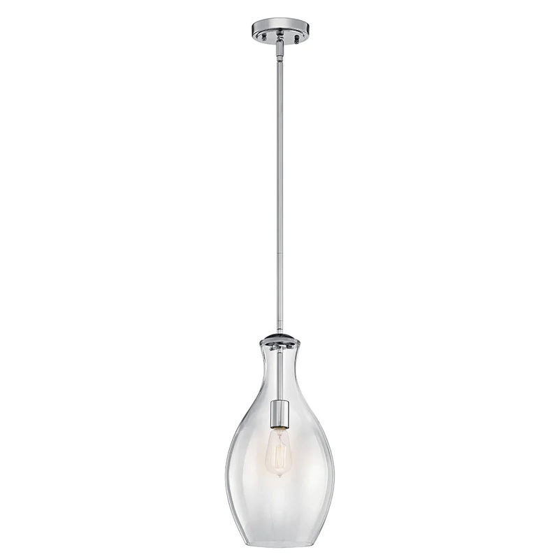 Kichler Everly 17.75″ 1 Light Hour Glass Pendant Clear Glass Chrome 42047CH