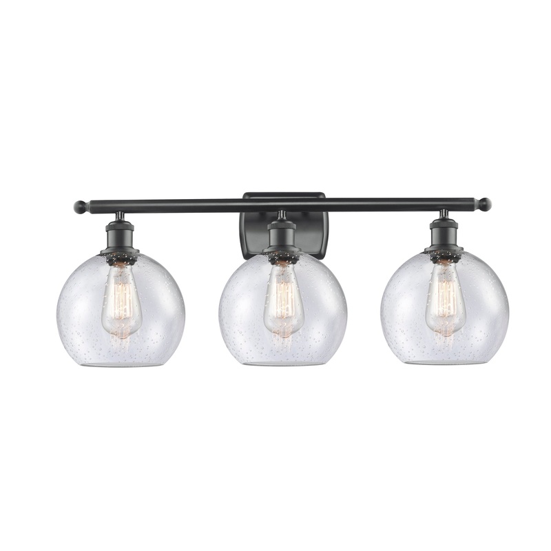 Innovations Lighting Athens 3 Light 26″ Bath Vanity Light 516-3W-BK-G124-8-LED