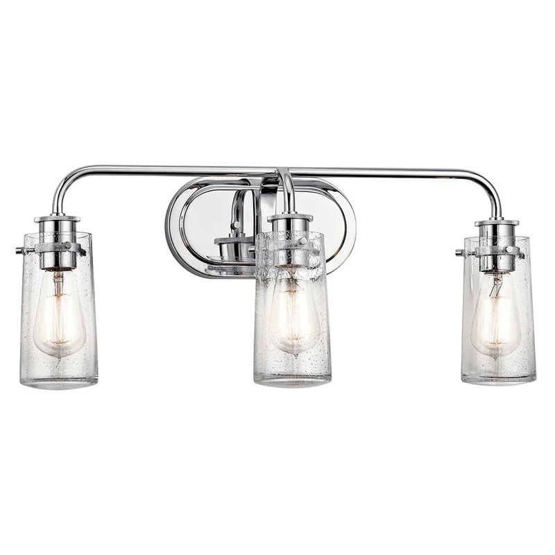 Kichler Braelyn 24″ 3 Light Vanity Light with Clear Seeded Glass Chrome 45459CH