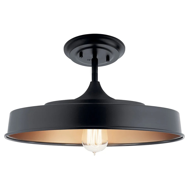 Kichler Elias 16″ 1 Light Semi Flush Black 52098BK