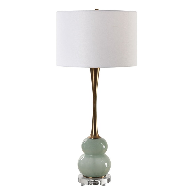 Sanctuary Green Gray Glass Table Lamp