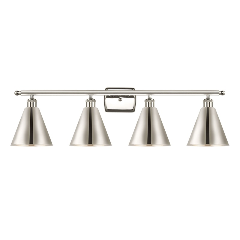 Innovations Lighting Ballston Cone 4 Light” Bath Vanity Light 516-4W-PN-MBC-8-PN