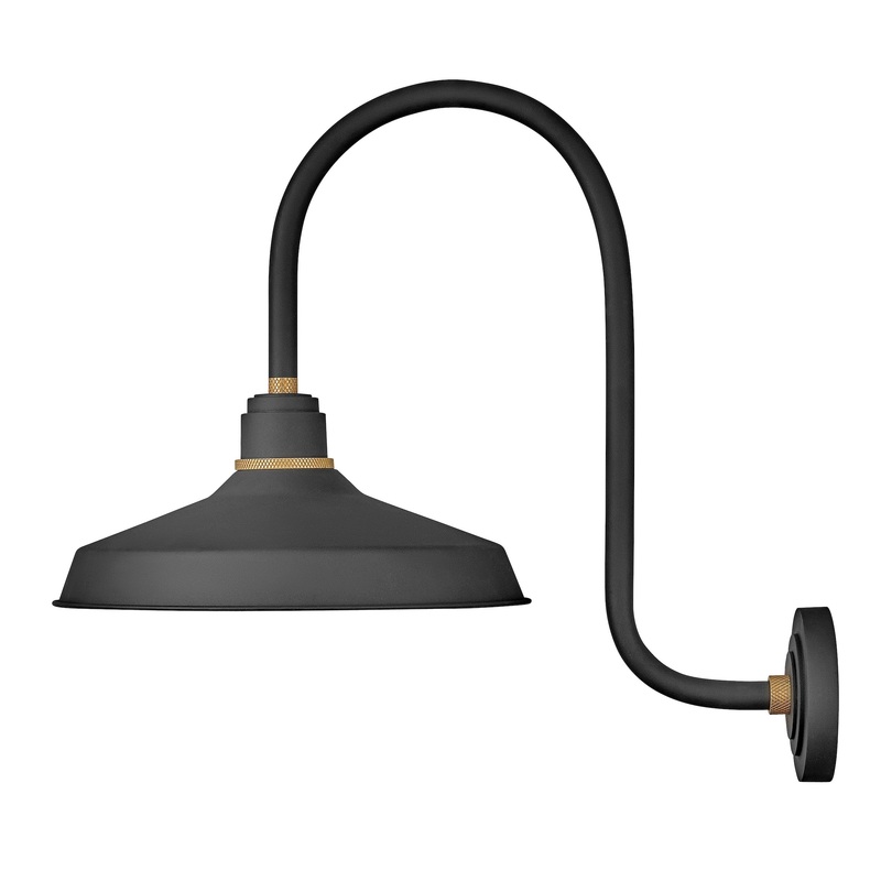 Foundry Outdoor 16 inch Industrial Shade Hook Arm Wall Light