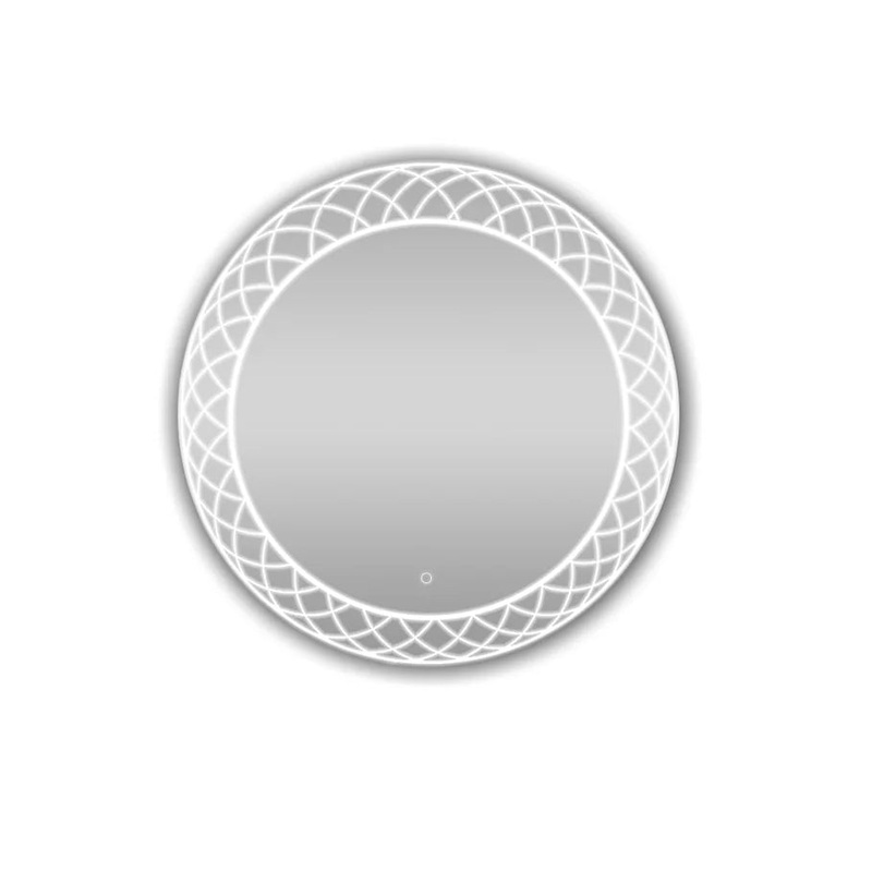 Aquadom Frost Design Round LED Bathroom Vanity Acrylight Technology Fog Free Touch Button Dimmable Wall Mounted Make Up and Shaving Bedroom Mirror IP54 Moisture Resistant FR-30