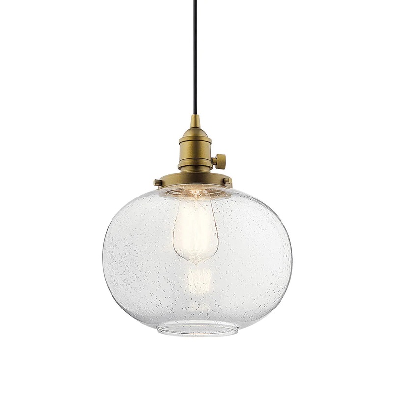 Kichler Avery 9.75″ 1 Light Mini Pendant Natural Brass 43852NBR