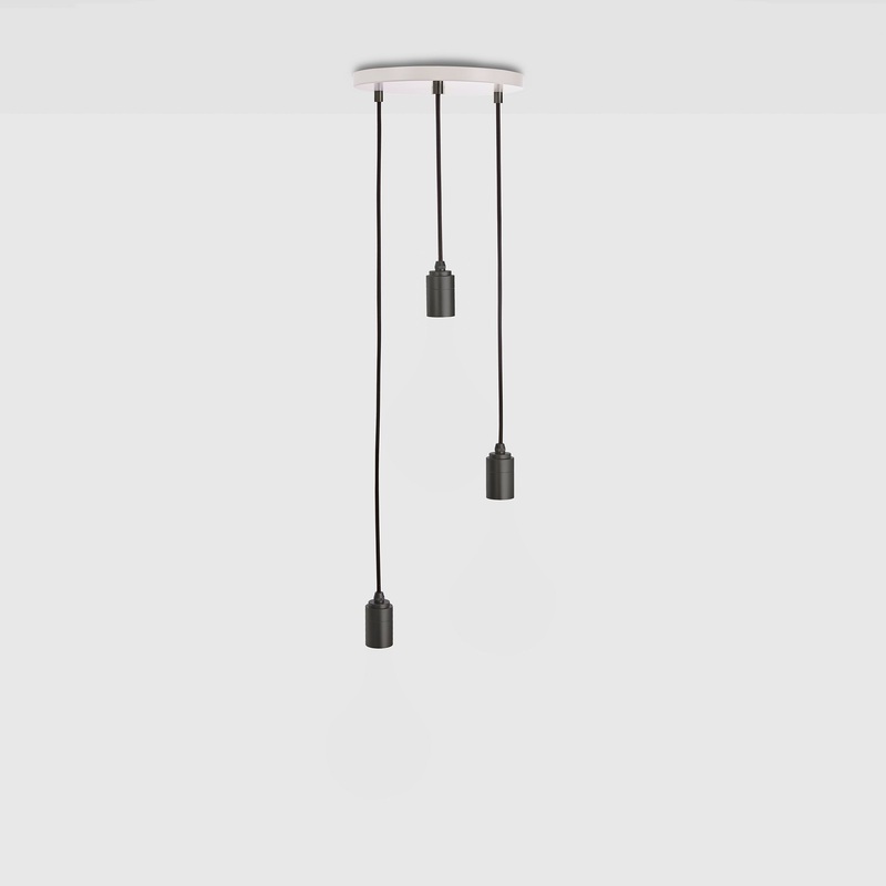 Triple Pendant in Graphite – White Canopy