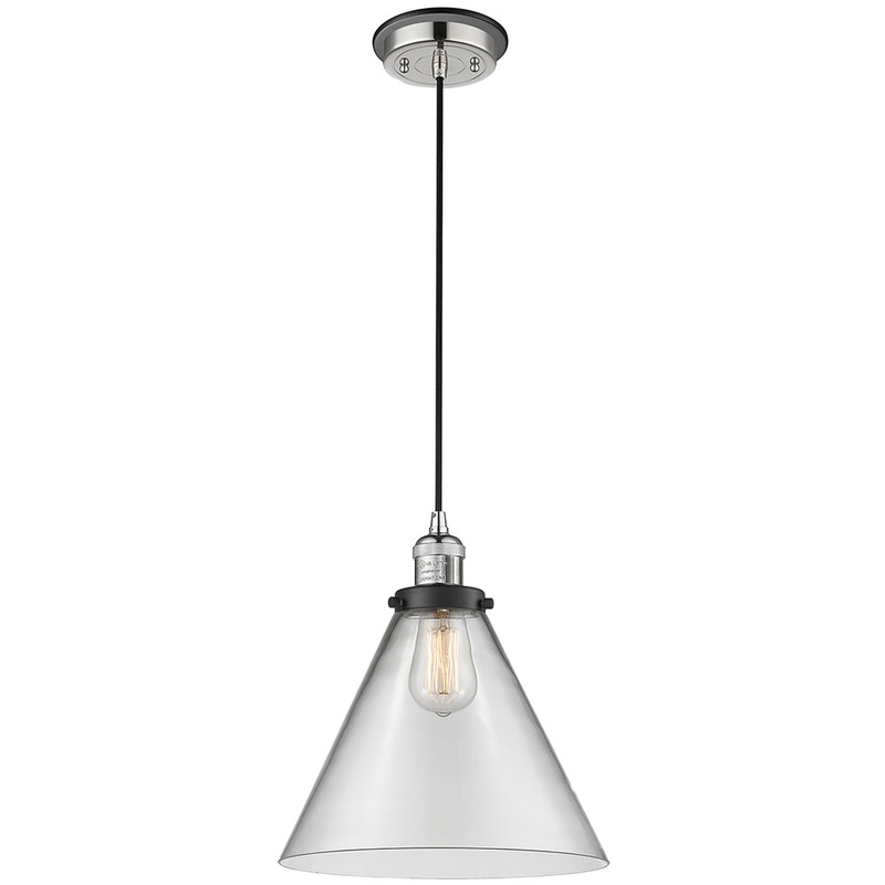Innovations Lighting X-Large Cone 1 Light Mini Pendant Part Of The Franklin Restoration Collection 201CBP-PNBK-G42-L