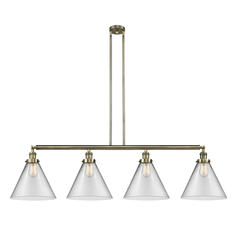 Innovations Lighting X-Large Cone 4 Light Island Light Part Of The Franklin Restoration Collection 214-AB-G42-L-LED