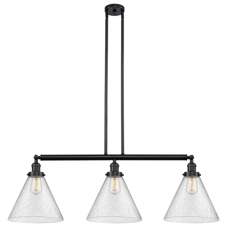 Innovations Lighting X-Large Cone 3 Light Island Light Part Of The Franklin Restoration Collection 213-BK-G44-L-LED