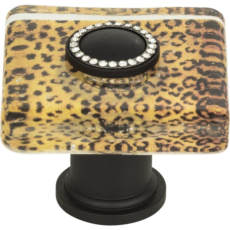 Cheetah Glass Square Knob