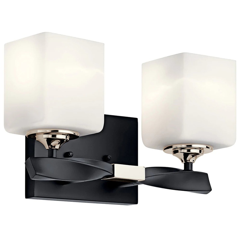 Kichler Marette 13.5 ” 2 Light Vanity Light with Satin Etched Cased Opal Glass Black 55001BK