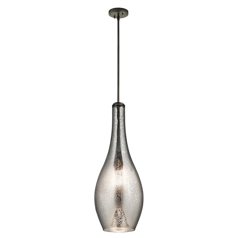 Kichler Everly 29.5″ 1 Light Teardrop Pendant Mercury Glass Olde Bronze 42475OZMER