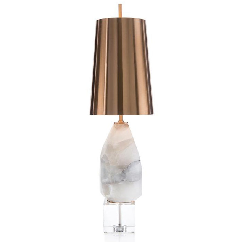 Multifaceted Alabaster Table Lamp