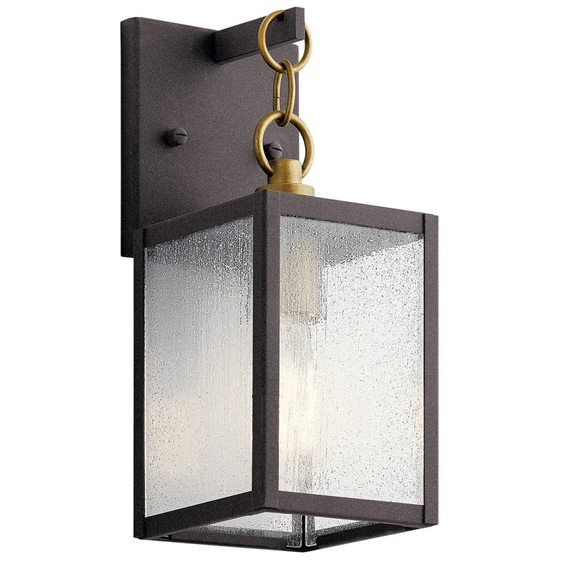 Kichler Lahden 16.75″ 1 Light Outdoor Wall Light with Clear Seeded Glass Weathered Zinc 59006WZC