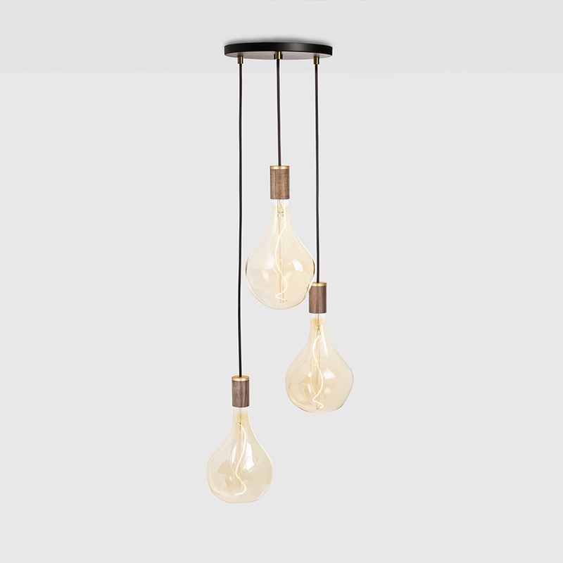 Triple Pendant in Walnut + Voronoi II – Black Canopy
