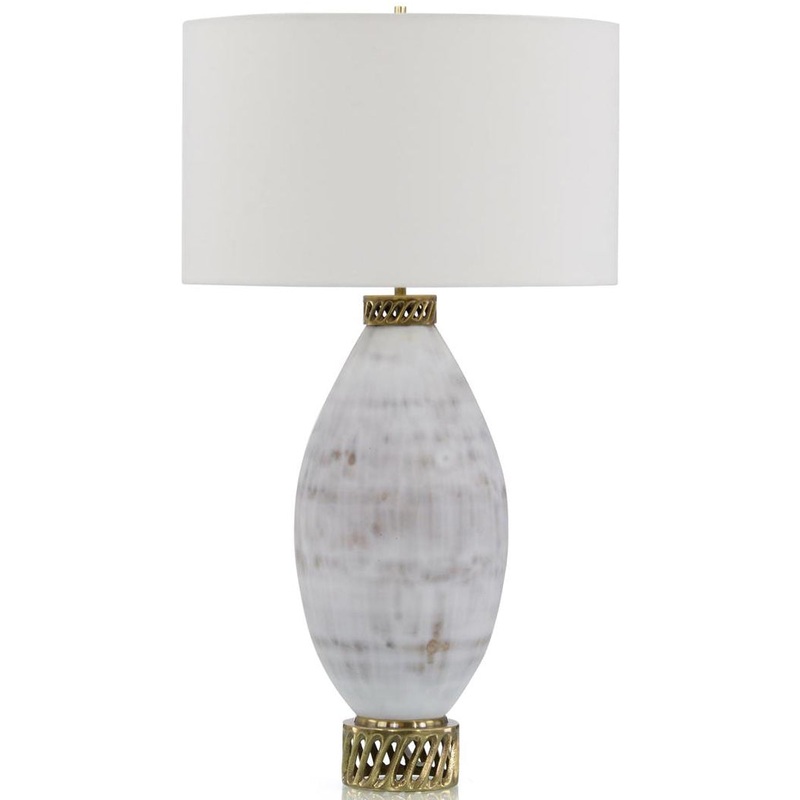 White and Cream Marbled Glass Table Lamp