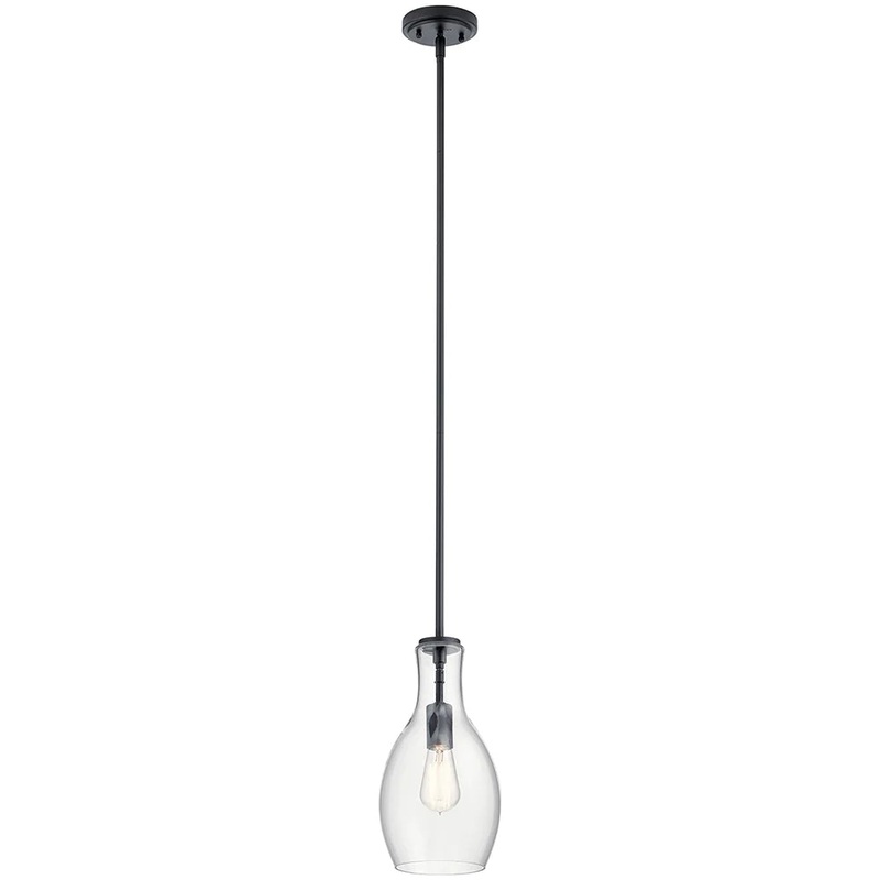 Kichler Everly 13.75″ 1 Light Hour Glass Pendant Clear Black 42456BK
