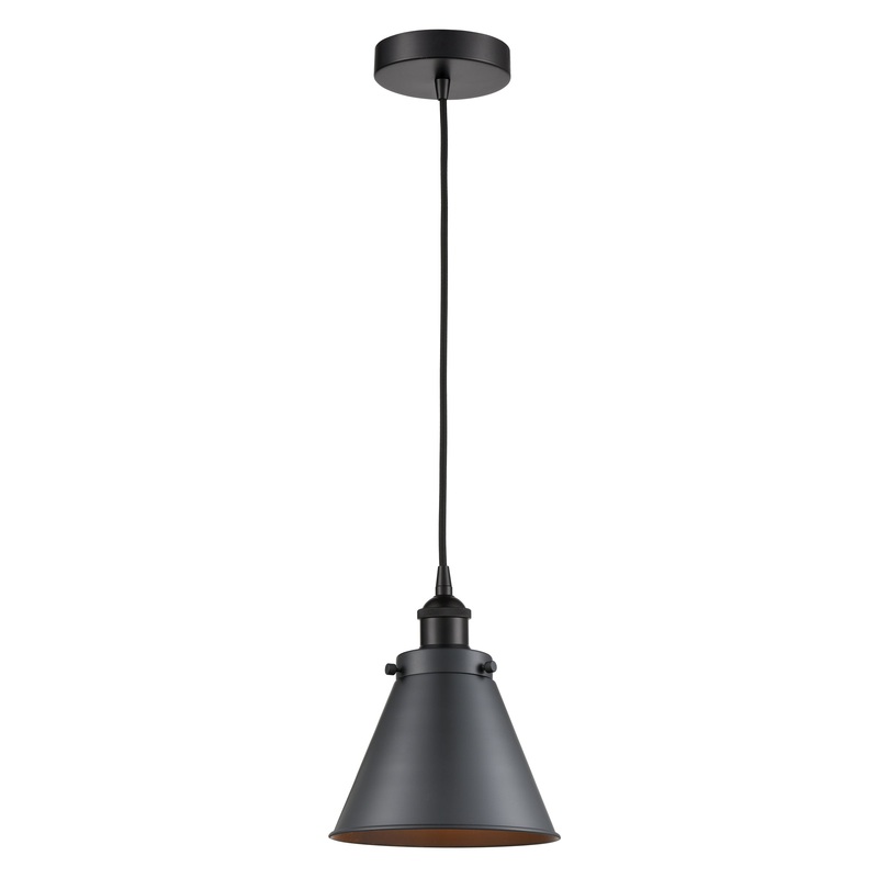 Innovations Lighting Appalachian 1 Light 10″ Mini Pendant 616-1PH-BK-M13-BK