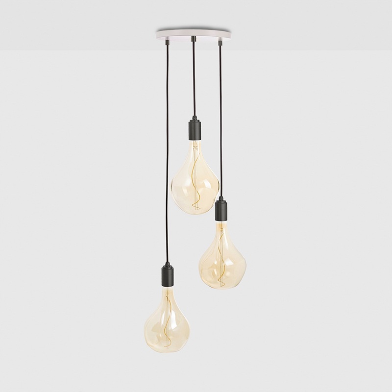 Triple Pendant in Graphite + Voronoi II – White Canopy