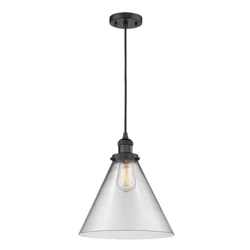 Innovations Lighting X-Large Cone 1 Light Mini Pendant Part Of The Franklin Restoration Collection 201C-BK-G42-L-LED