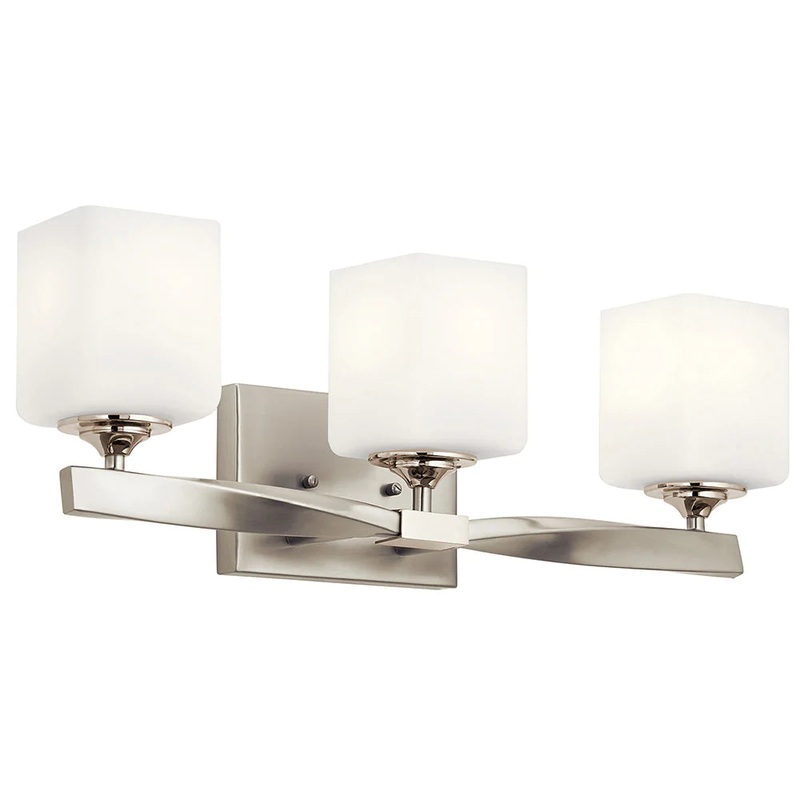 Kichler Marette 22.75″ 3 Light Vanity Light with Satin Etched Cased Opal Glass Brushed Nickel 55002NI