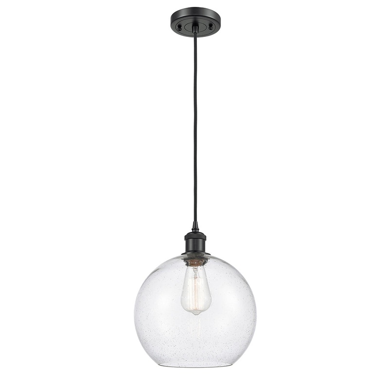 Innovations Lighting Athens 1 Light 10″ Mini Pendant 516-1P-BK-G124-10