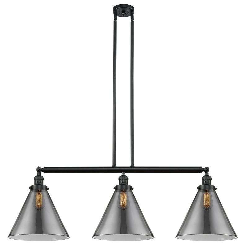 Innovations Lighting X-Large Cone 3 Light Island Light Part Of The Franklin Restoration Collection 213-BK-G43-L-LED