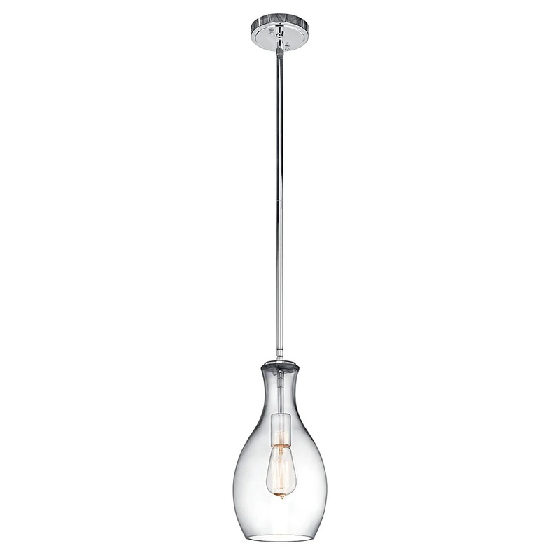 Kichler Everly 13.75″ 1 Light Hour Glass Pendant Clear Glass Chrome 42456CHCLR
