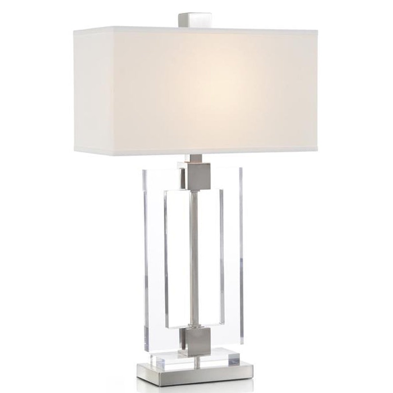 Glass and Brushed Nickel Frame Table Lamp