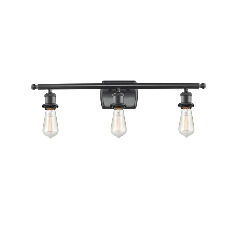 Innovations Lighting Bare Bulb 3 Light Bath Vanity Light Part Of The Ballston Collection 516-3W-BK-LED